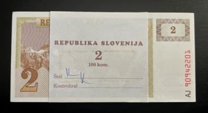 Slovenia 2 TOLARJEV P-2 1990 x 50 Pcs Lot Bundle Pre Euro UNC Slovenian BANKNOTE - Picture 1 of 4