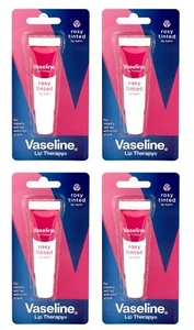 4 x VASELINE LIP THERAPY 10g LIP BALM ROSY TINTED 100% BRAND NEW - Picture 1 of 4