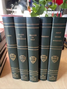 The Harvard Classics Deluxe Edition 1969 Set Of 5 Dana Fitzgerald Aesop Emerson - Picture 1 of 18