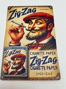 12x8" Reproduktion, Blechschild ZICK ZACK ZIGARETTENPAPIER SCHILD TABAK - Bild 1 von 2