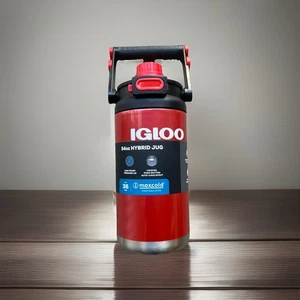 IGLOO Stainless Steel 54 Oz Hybrid Jug Red Auto-chugger Spout & Fence Hooks - Picture 1 of 3