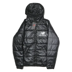 NEW BALANCE Mens Black Zip Jacket S Polyester Puffer Lightweight Hooded - Picture 1 of 6