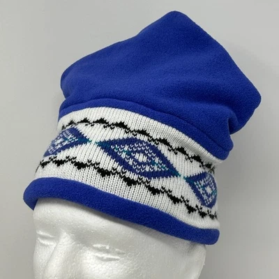 Gorro de invierno The Mews vintage años 90 toque esquí Nordic Fair Isle Polartec azul Foto 1 de 4