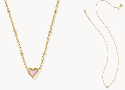 Collar colgante Kendra Scott Mini Ari corazón oro en ópalo Kyocera rosa chicle Foto 1 de 3
