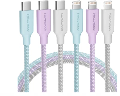 New! Three (3) iPhone Charger Fast Charging. 6FT Apple MFi Certified USB C to Li - Image 1 of 2