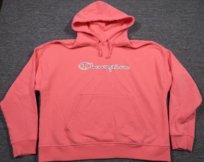 Champion Hoodie Sweatshirt Womens  XL Pink Pullover Embroidered Spell Out Logo - Image 1 of 4