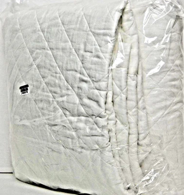 Pottery Barn Belgian Flax Linen Diamond Quilt, King/Cal.King 92 x 108" White New - Image 1 of 4