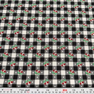 Vintage Mary Engelbreit 2002 Cranston Cherry Black Check Cotton by the HALF YARD - Picture 1 of 2