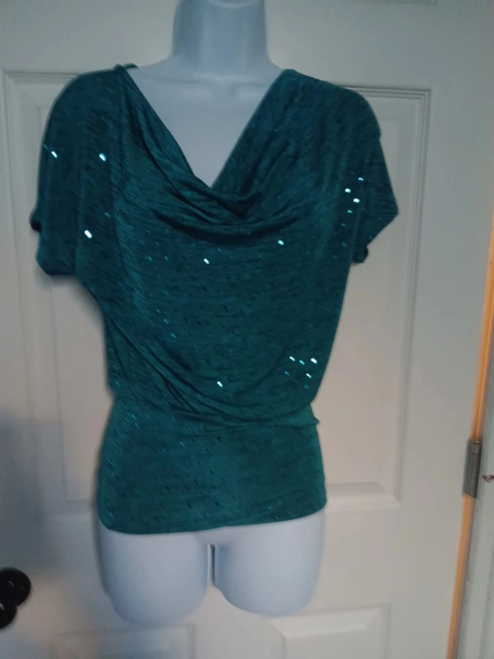 Green Embellished Top Women's Size XS Short Sleeve - Image 1 of 2