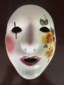 Vintage Ceramic Face Mask Flora Roses Signed & Stamped 7. 1/8” Х 5. 3/4 Perfect - Picture 1 of 8