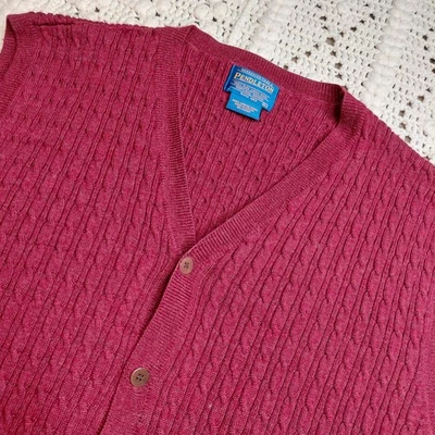 VTG Pendleton Virgin Wool Sweater Vest Mens XL Burgundy Red Button Front Grandpa - Image 1 of 4