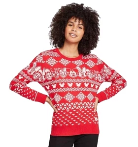 Disney Character Christmas Sweater Red/White Womens (S) Minnie, Mickey NWT - Picture 1 of 1