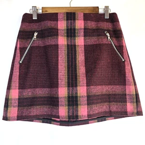 GAP rosa karierter Minirock Größe 4 Wollmischung diagonaler Reißverschluss Grunge Punk Goth - Bild 1 von 18