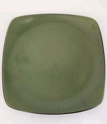 Corelle Hearthstone Pottery Square Salad Plates Bay Leaf Green & Black - Image 1 of 4