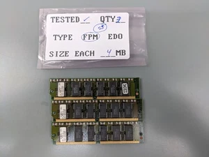 (3) IBM 4MB FPM SIMMs, 72-pin RAM Memory Sticks (12MB Total) 71F7010 92F0105 - Picture 1 of 3