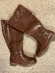 Luoika Women's Extra Wide Calf Cowboy Knee High Boots, Wide - Picture 1 of 16