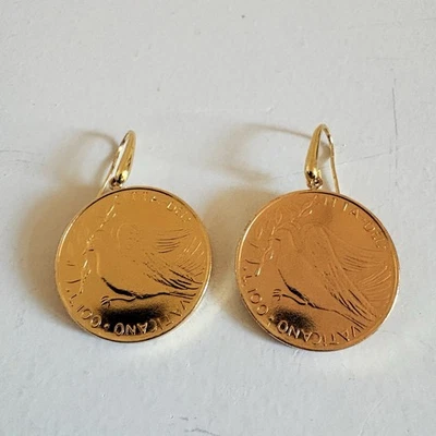 Pendientes colgantes Bellezza moneda lira oro nuevos sin etiquetas Foto 1 de 4