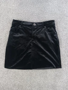 Forever 21 Small Teens Skirt Black Velour Polyester Spandex Mini - Picture 1 of 11