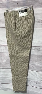 NWT Liz Claiborne Women's Emma Ankle Stretch Wrinkle Free Tan Black Pant Size 8 - Picture 1 of 24