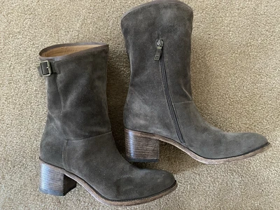 Alberto Fermani 麂皮绒皮革 Alesia 靴子印章/苦巧克力尺寸 40/9 — 第 1/4 张图片