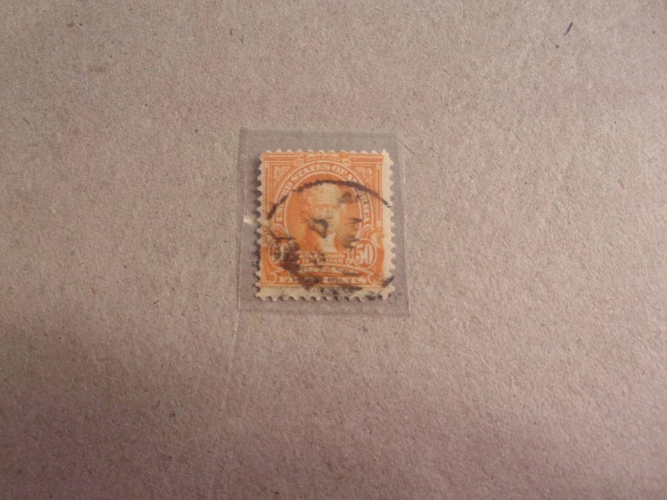 USA Used, 1903 Issue, 50 Cent Jefferson, Orange DL WTMK Perf 12, Scott 310 - Image 1 of 1