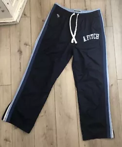 Vintage Abercrombie & Fitch Side Striped Track Pants Lined Double logo Sz LG - Picture 1 of 10