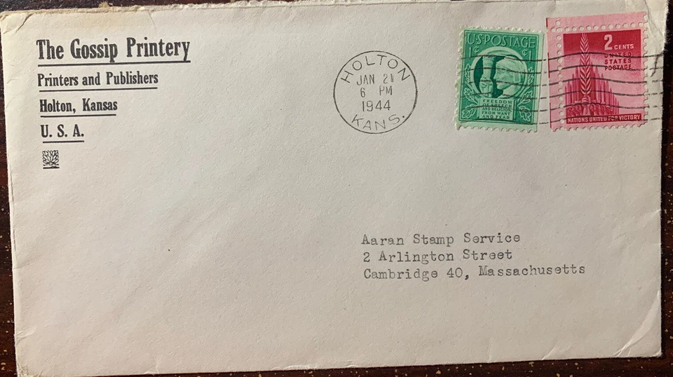 Holton Kansas Postal Cover The Gossip Printery Publishers For Inquiring Minds - Image 1 of 1