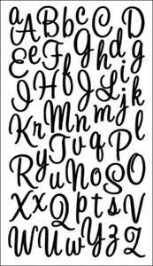 STICKO ALPHABET STICKERS - SWEETHEART SCRIPT - BLACK - GLITTER - Approx 22mm - Picture 1 of 1