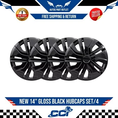 Nuevo JUEGO TAPACUBOS 14" NEGRO BRILLANTE/4 para Mitsubishi Mirage 2017-2024 49514BLK Foto 1 de 2