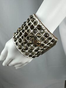 Rare Sold OUT Dirty Velvet Leather Cuff Bracelet Studs Buckle Wide