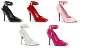 Pleaser High Heel Stiletto 5" Pointy Ankle Strap Court Shoes Ladies Seduce 431 - Picture 1 of 6