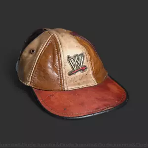 Vintage Leder Patchwork Wrestling Cap WWE Logo Mütze Retro Sportswear - Bild 1 von 7