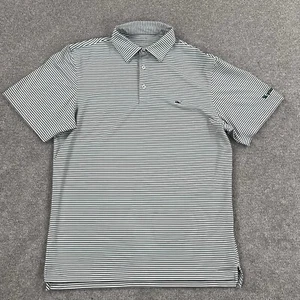 Vineyard Vines Polo Shirt Men's Med Green Stripe Performance YoungLife Sankaty - Picture 1 of 17
