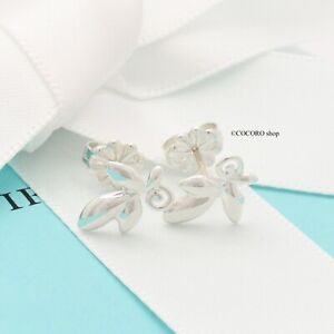 Boucles d'oreilles clous feuilles d'olivier Tiffany & Co. Paloma Picasso argent 925 avec poche