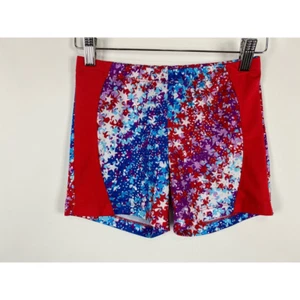 Danskin Girls Sz L 10-12Athletic Shorts Red Blue American Star Flurry Stretch - Picture 1 of 3