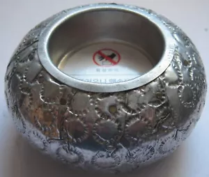Hammered Silver Votive Holder Small Round Etched Made in India New - Picture 1 of 5