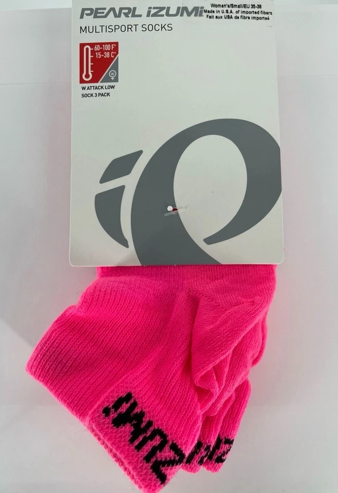 Paquete de 3 calcetines para mujer Pearl Izumi Attack bajos 14251705 rosa gritando nuevos con etiquetas Foto 1 de 3