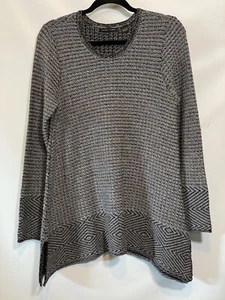 Jeanne Pierre M Black Gray Long Sleeve COTTON Flared Pullover Sweater - Picture 1 of 3