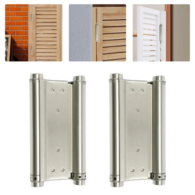 2 PCS Stainless Steel Cafe Saloon Door Self Closing Double Action Spring Hinges - Image 1 of 4