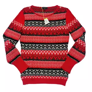 ETRO Milano Sweater Red Fair Isle Wool Stretch Long Sleeve Size 46/ 10 NWT $670 - Picture 1 of 7