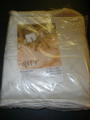 NEW RSVP Tablecloth Set 60" X 102" tablecloth & 8 napkins off white (O70) - Image 1 of 4