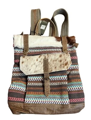 MYRA KITSCHY Vaquera Suroeste Boho Mochila Bolso Grande Piel de Vaca Estampado Animal NUEVO Foto 1 de 4