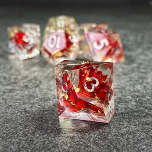 Sage's Enchanted Flower rot scharfe Kante Harz Polyederwürfel Set DnD - Bild 1 von 12