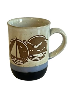 RARE Vintage Otagiri Japan Sailboat Boat Sea Gull Nautical Coffee Mug Cup 1970s - Picture 1 of 9