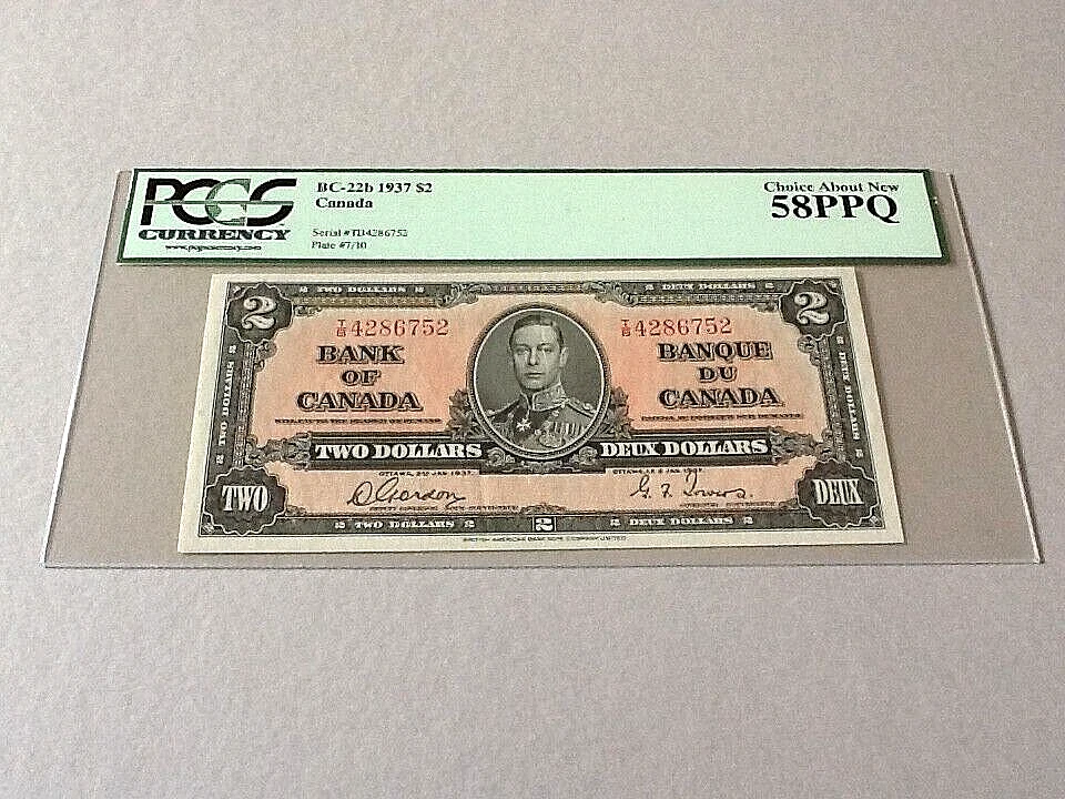 Canada 2 Dollars BC-22b 1937  PCGS 58 PPQ - Image 1 of 4