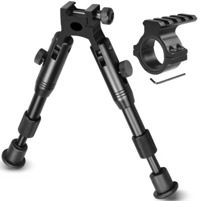 UNIQUEFIRE 6Inch Adjustable Rifle Bipod For 20mm Picatinny Rail with 1''/30mm Ring Adapter