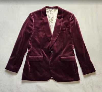 New men's J Crew Ludlow slim-fit shawl-collar tuxedo jacket in red velvet blazer - Image 1 of 4
