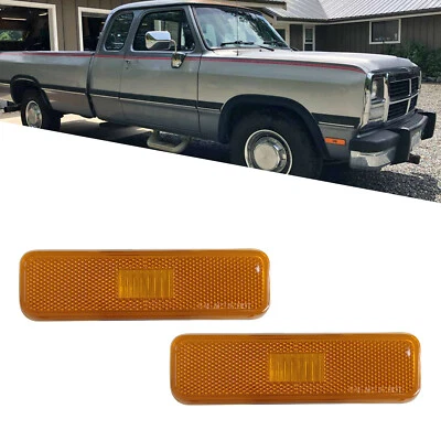 For 1972-1993 Dodge Ram Truck Amber Lens Front Side Marker Reflector Light Lamp Foto 1 de 4