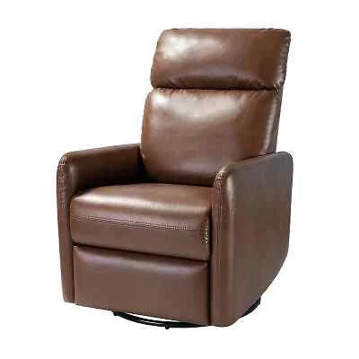 Karat Home Louise Faux Leather Swivel Recliner - Brown  MSRP $499.00 Cover