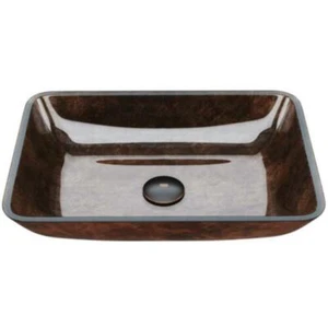 Vigo VG07089 Donatello 17-7/8" Rectangular Glass Vessel Bathroom Sink, Russet - Picture 1 of 6